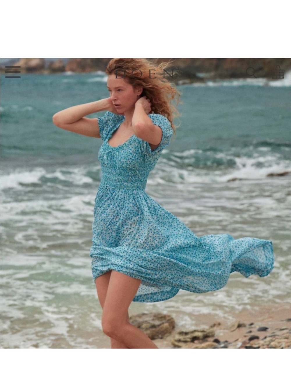 Dôen Ashlynn Floral-Print Organic Cotton-Voile Midi Dress in blue size L
